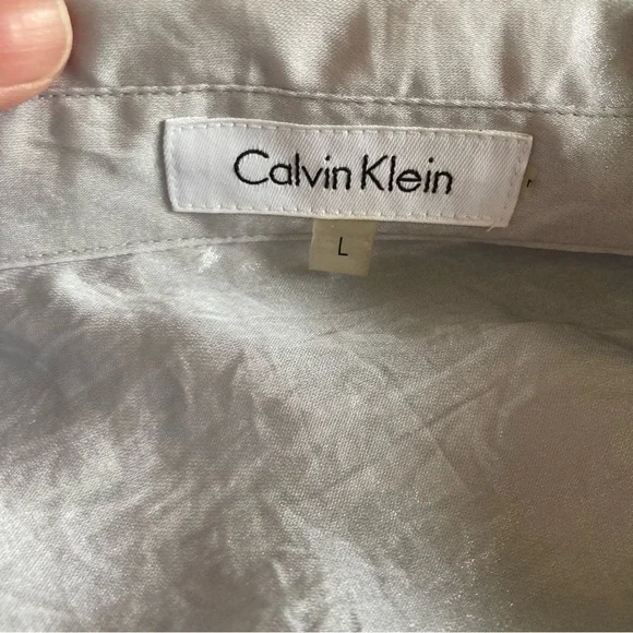 Calvin Klein Silvery Gray Button-up Shirt Large - Picture 4 of 7